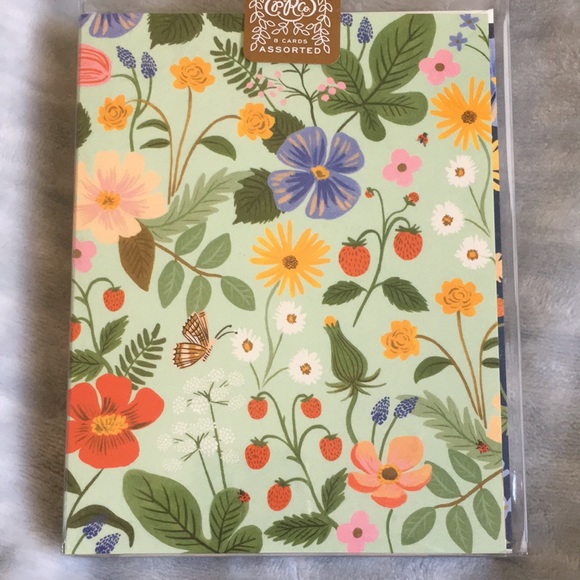 Strawberry Fields 8 Assorted Floral Blank Cards White Solid Envelopes NWT Rifle - Picture 3 of 9